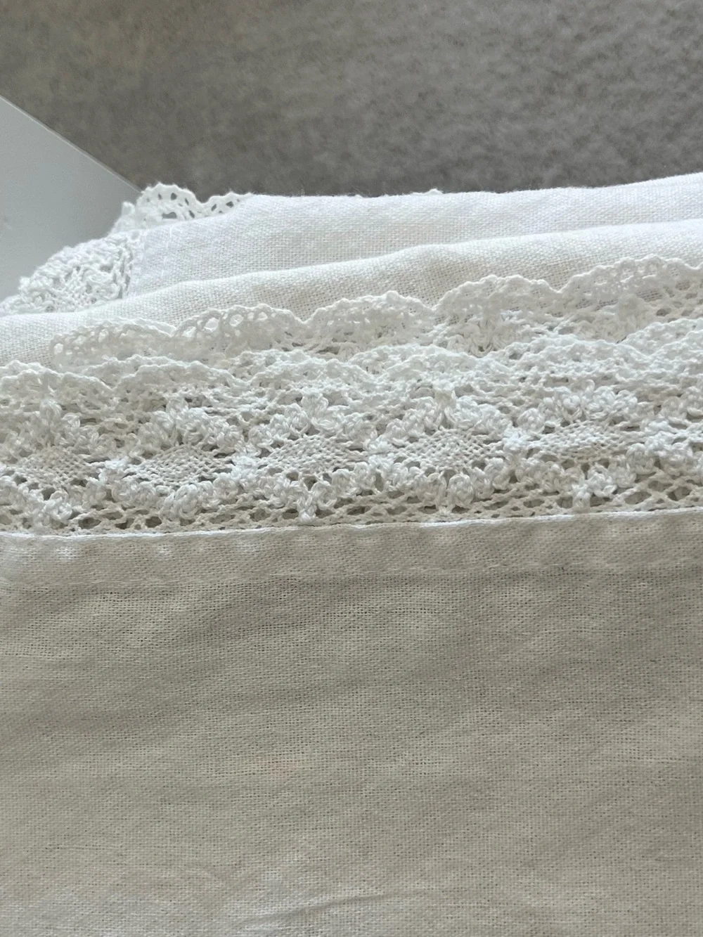 White Lace-Trim Curtain Panels
